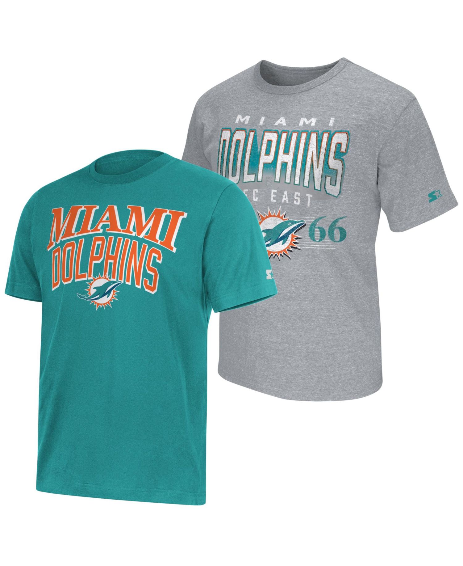 Men's Aqua/Heather Gray Miami Dolphins Two-Pack Logo T-Shirt Set