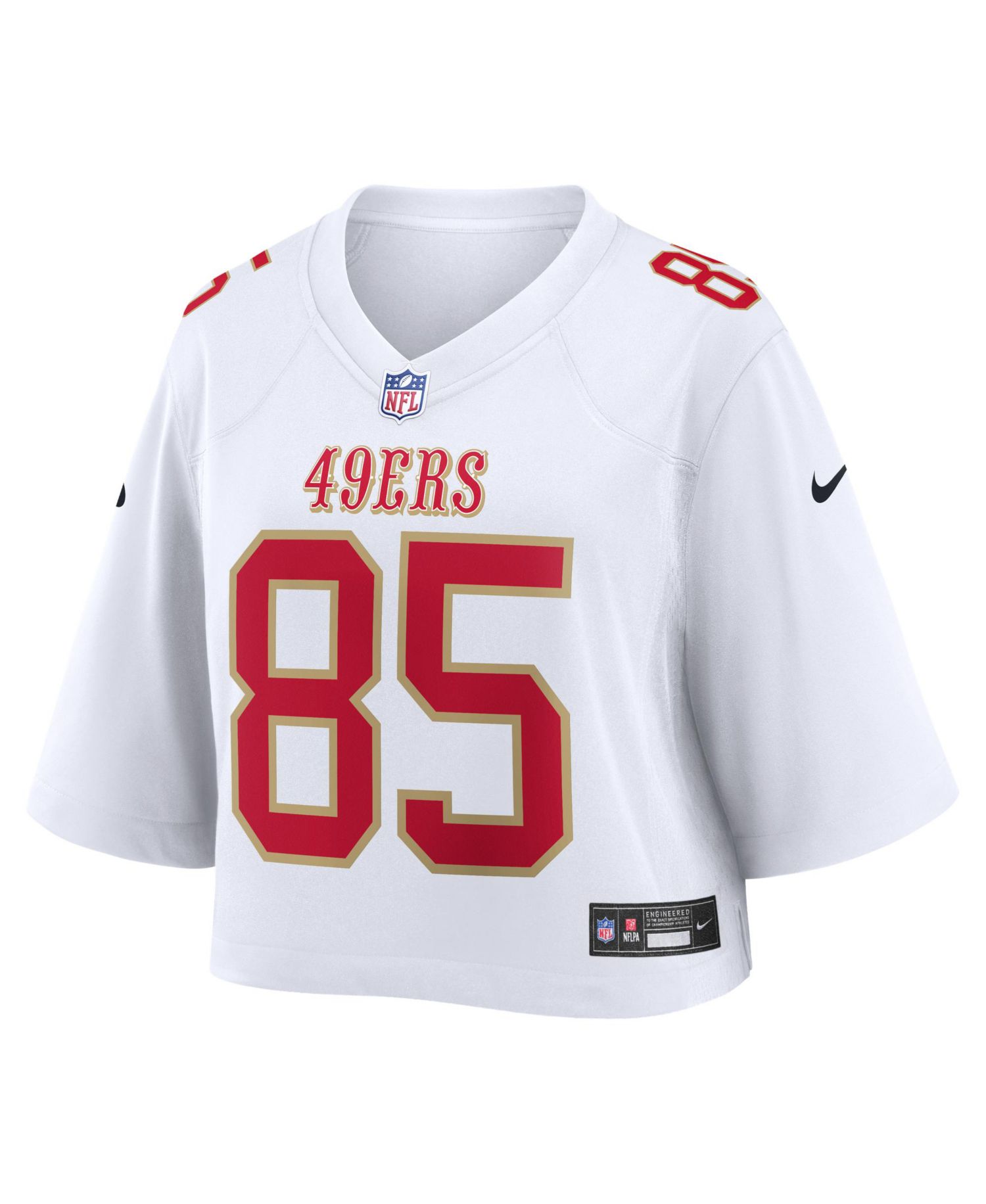 Women's George Kittle White San Francisco 49ers Cropped Fashion Game Jersey