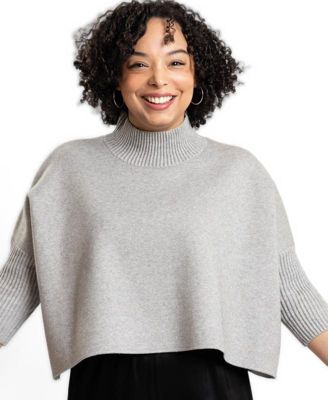 Women's Jordan Turtleneck Cropped 3/4-Length Sleeves Sweater