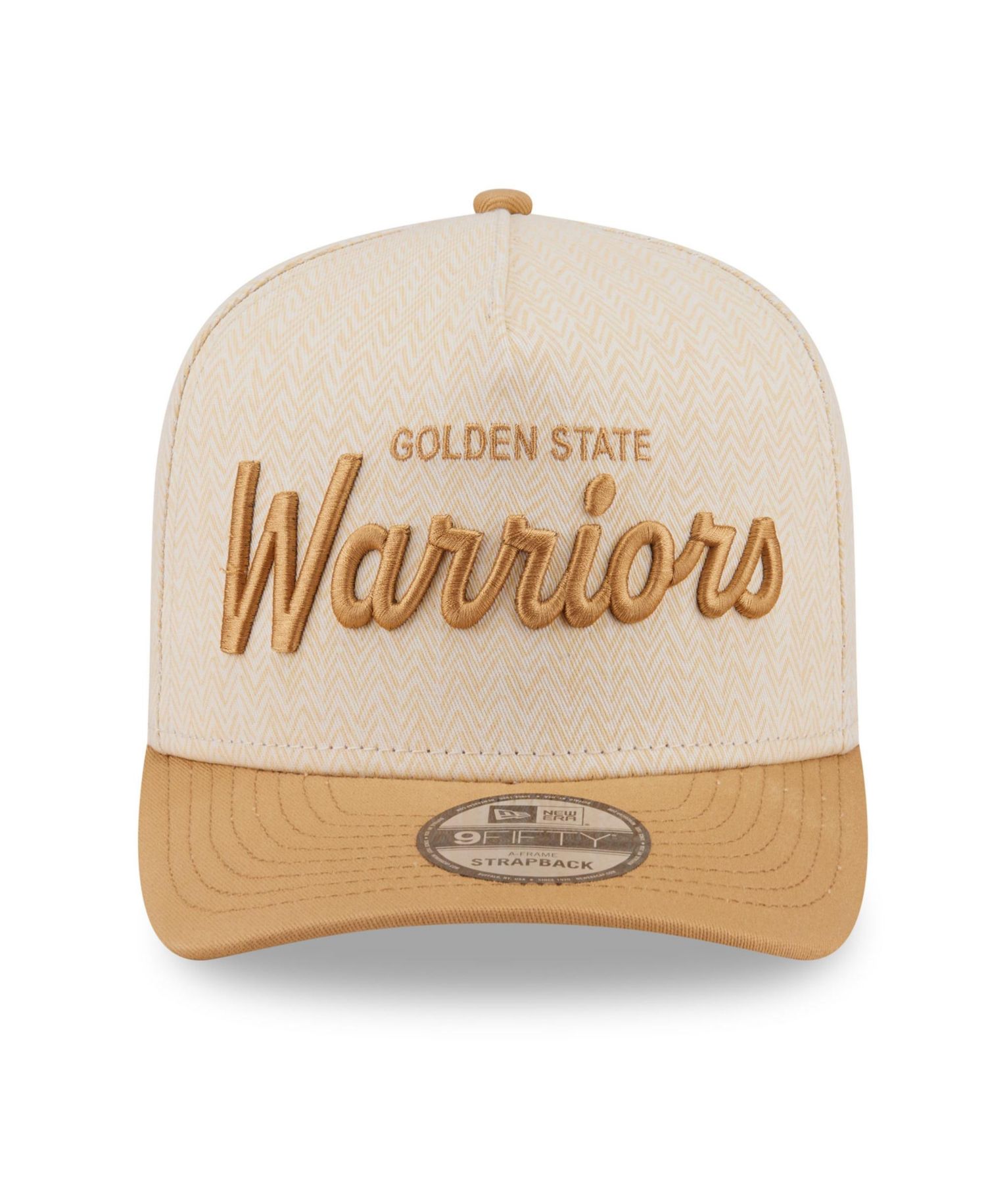Men's Cream Golden State Warriors Herringbone 9FIFTY A-Frame Snapback Hat