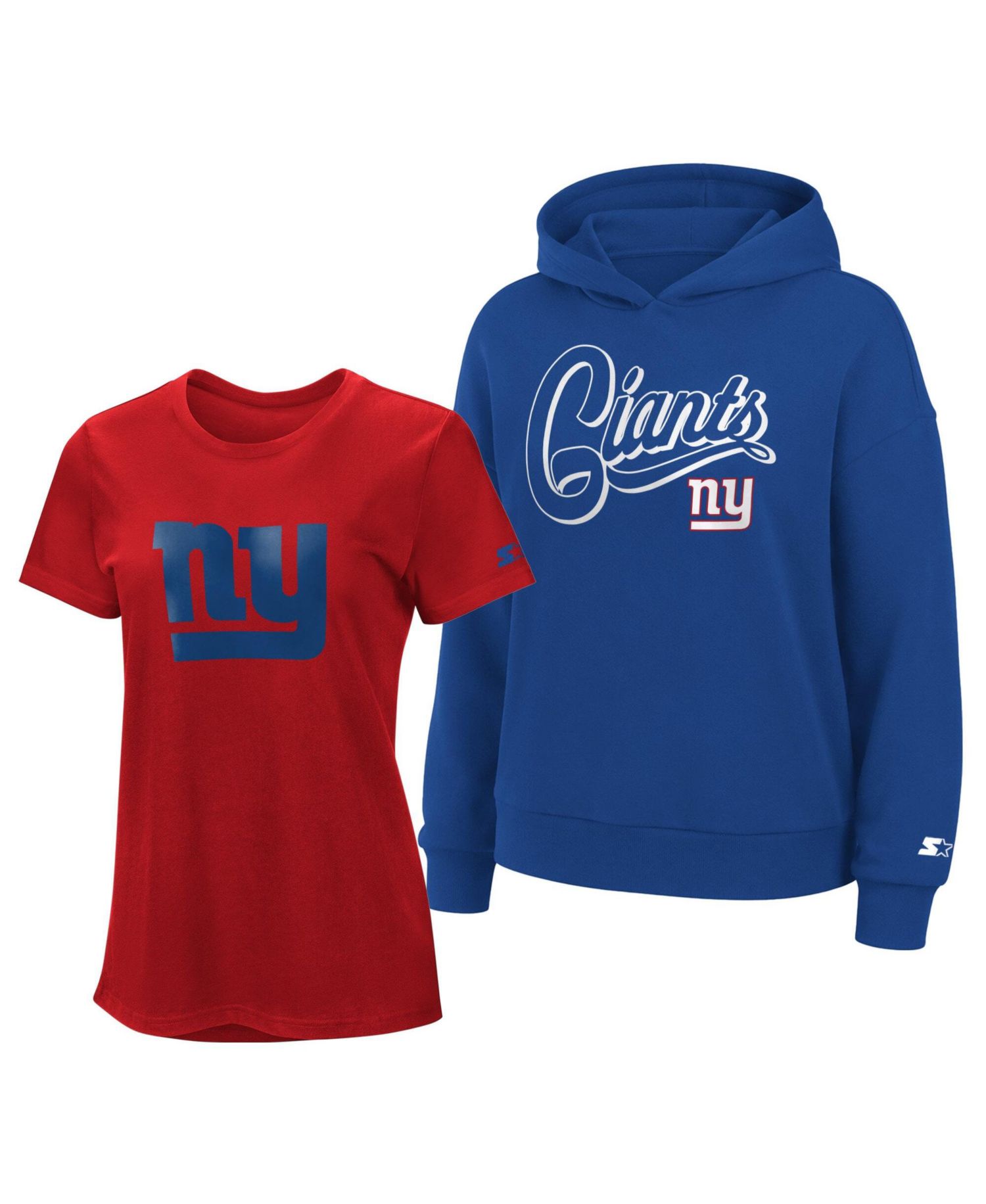 Women's Red/Royal New York Giants Hoodie & T-Shirt Combo Pack