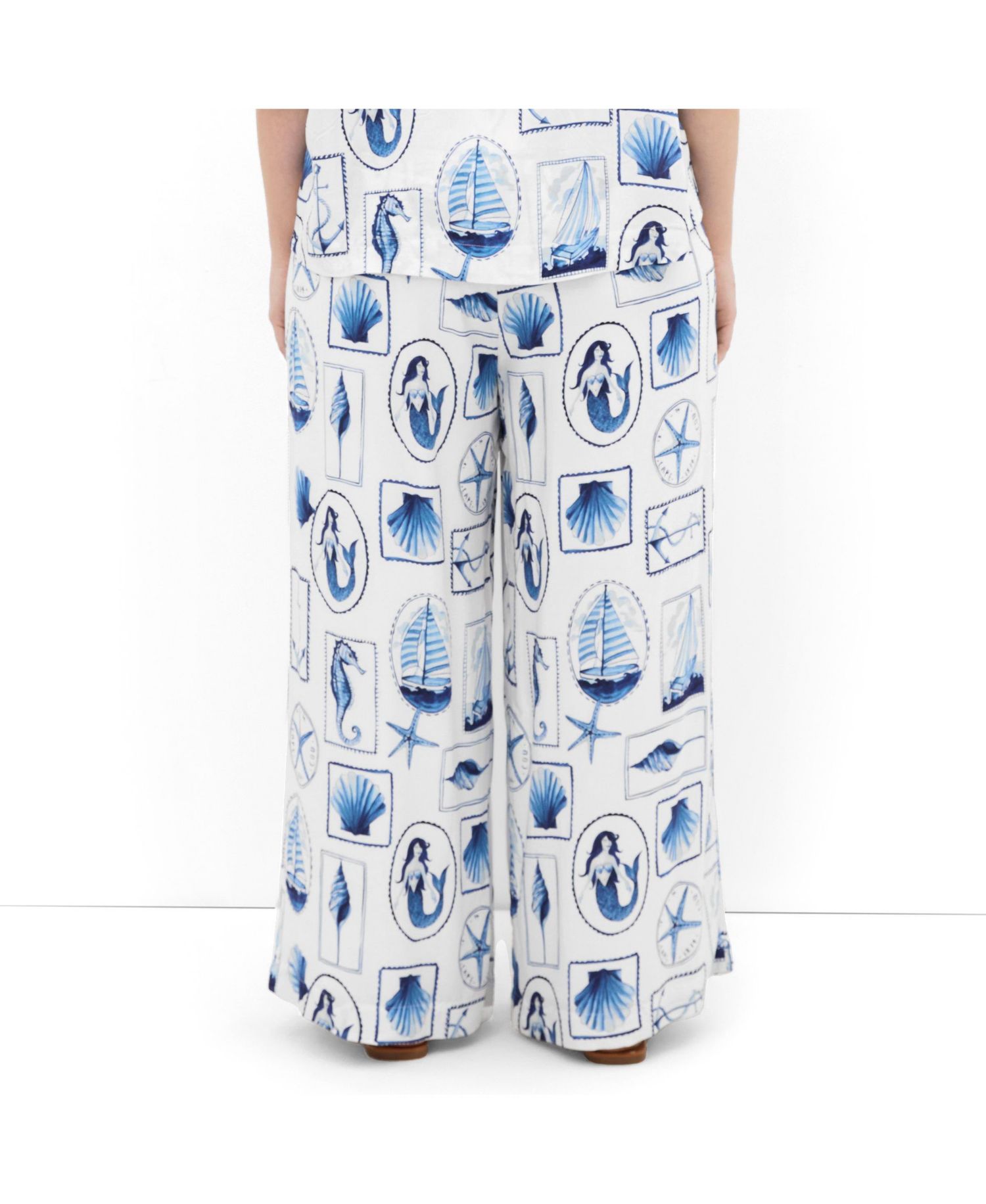 Plus Size Liana Amalfi Print High-Rise Wide-Leg Pants