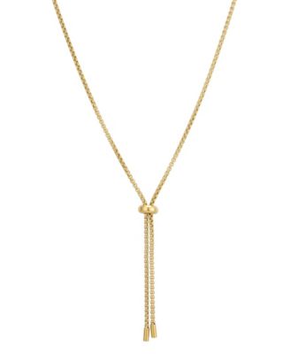 Gold-Tone Box Chain Lariat Necklace