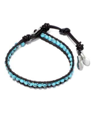 Women's Adjustable Resin-Beaded Leather Bracelet