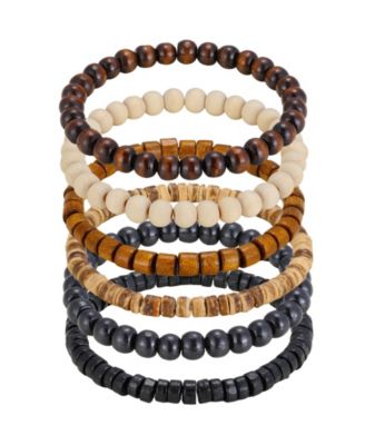 Men's Stretch Wood Bead Multi-Strand Bracelets, 3-Piece Set
