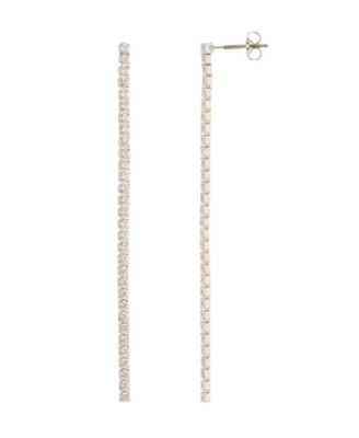 Cubic Zirconia Silver-Tone Tennis Post-Back Drop Earrings