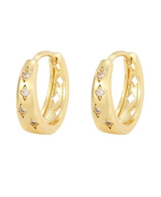 Cubic Zirconia Gold-Tone Star Huggies