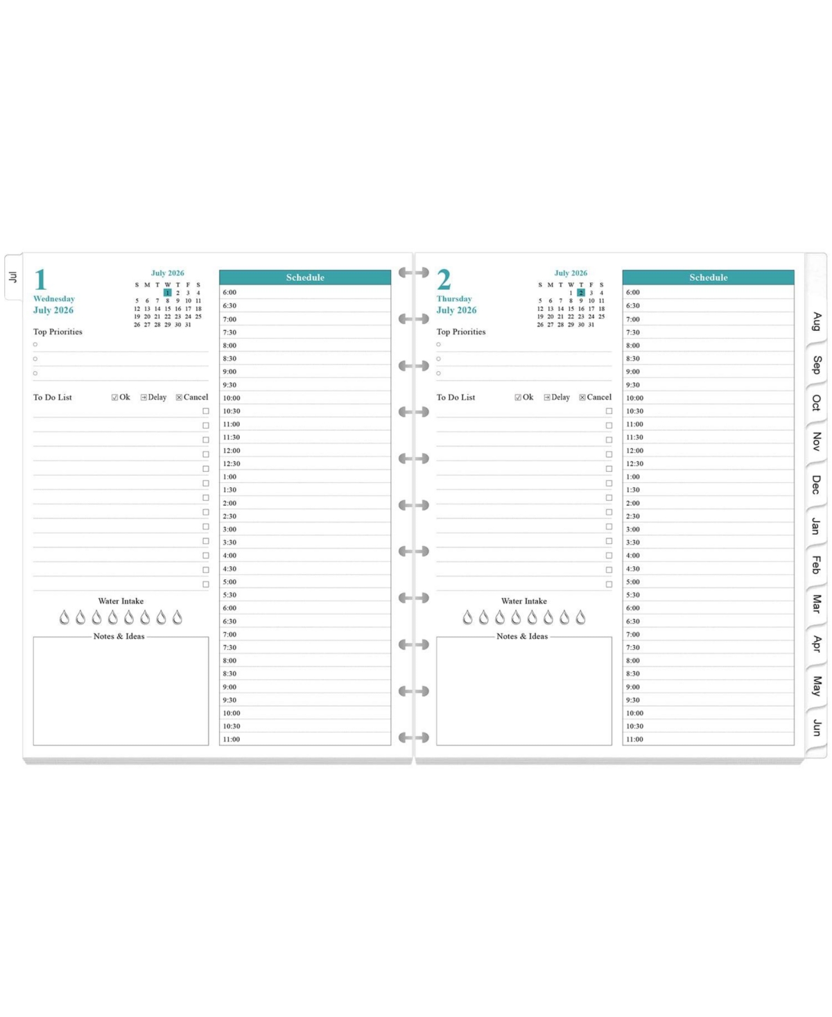 Danrong Planner Refills For A5 Binder Daily Monthly Prioritized To Do List Appointment Schedule Notes