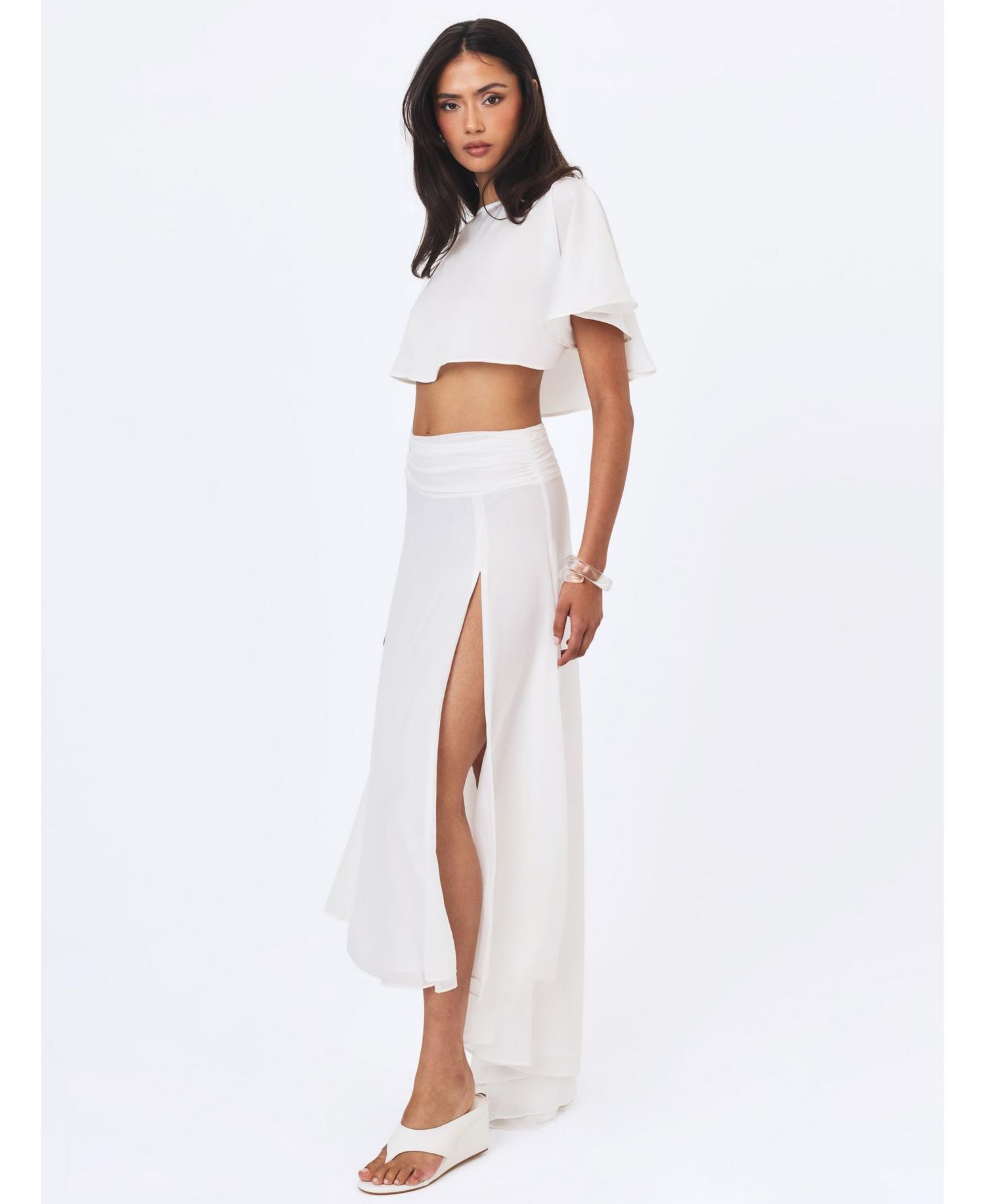 Women's Yarae Satin Boat Neck Short Sleeve Cape Top