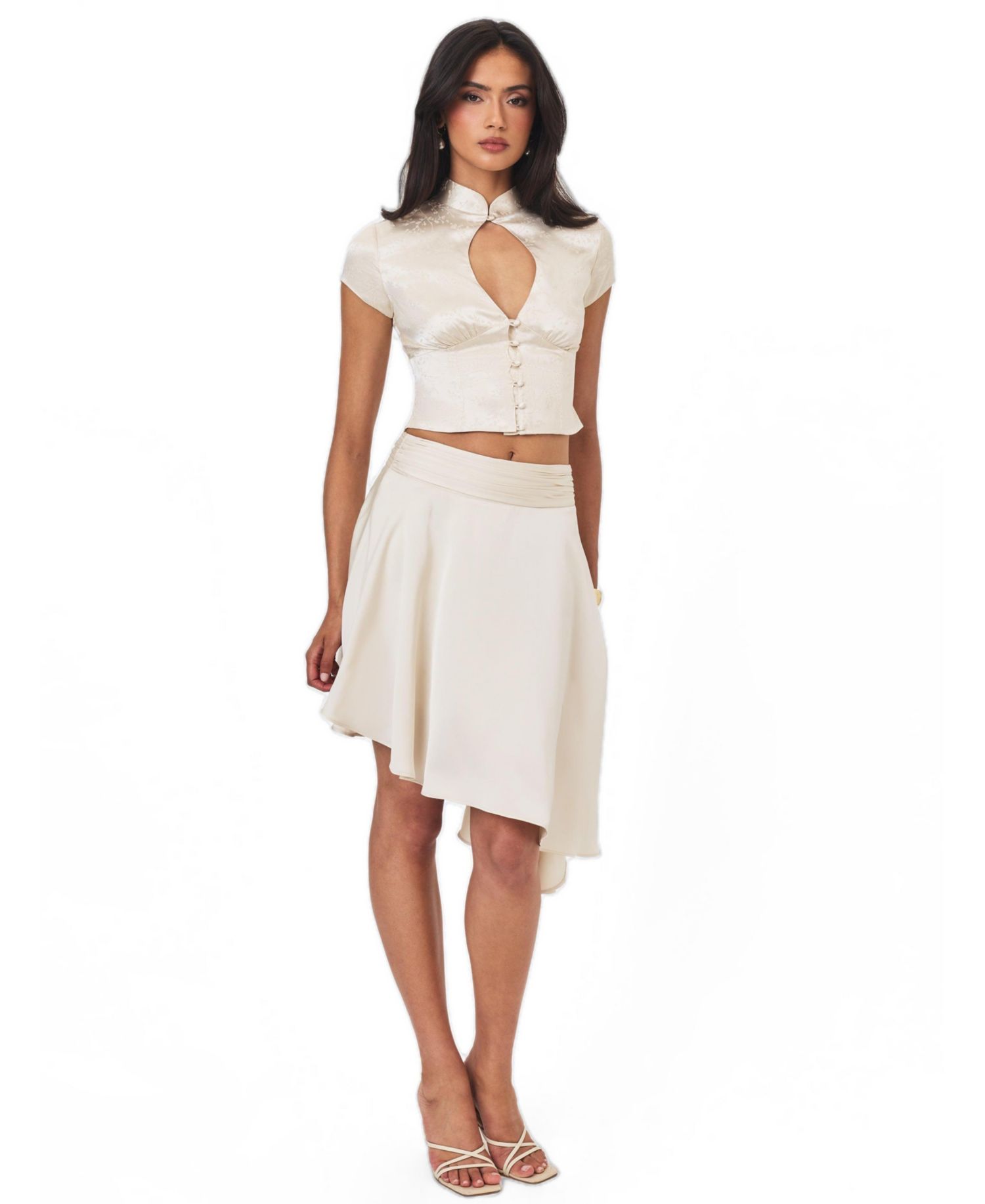 Women's Galina Midi Asymmetrical Satin Skirt