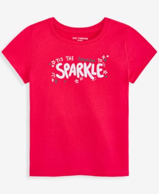 Toddler Girls' 12M-5T Sparkle Crewneck Graphic T-Shirt