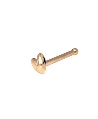 Solid 14k Gold 20g 3mm Polished Puffed Heart Nose Stud Ring