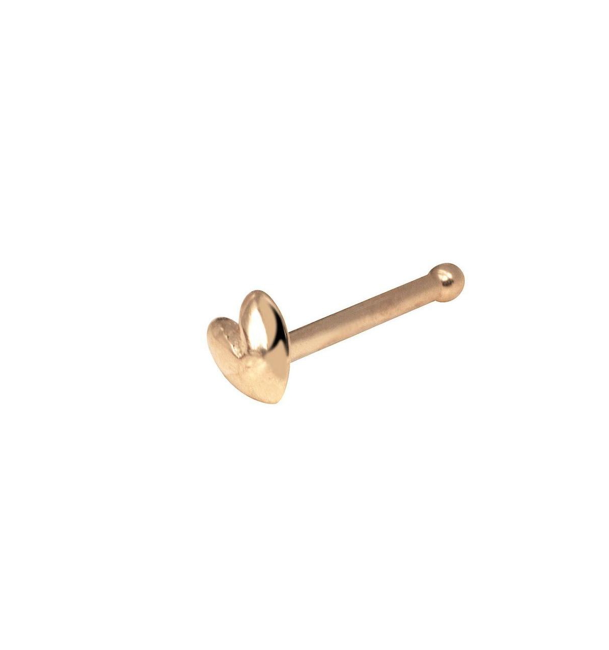 Curata Jewelry Solid 14k Gold 20g 3mm Polished Puffed Heart Nose Stud Ring - Yellow gold