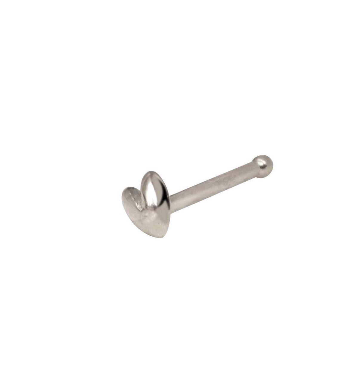 Curata Jewelry Solid 14k Gold 20g 3mm Polished Puffed Heart Nose Stud Ring - White gold