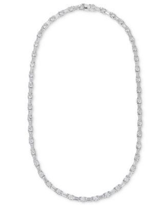 Cubic Zirconia/Silver-Tone Tennis Collar Necklace