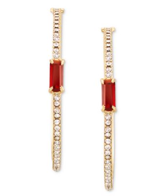 Titanium Glass Gold-Tone 35MM Baguette Hoop Earrings