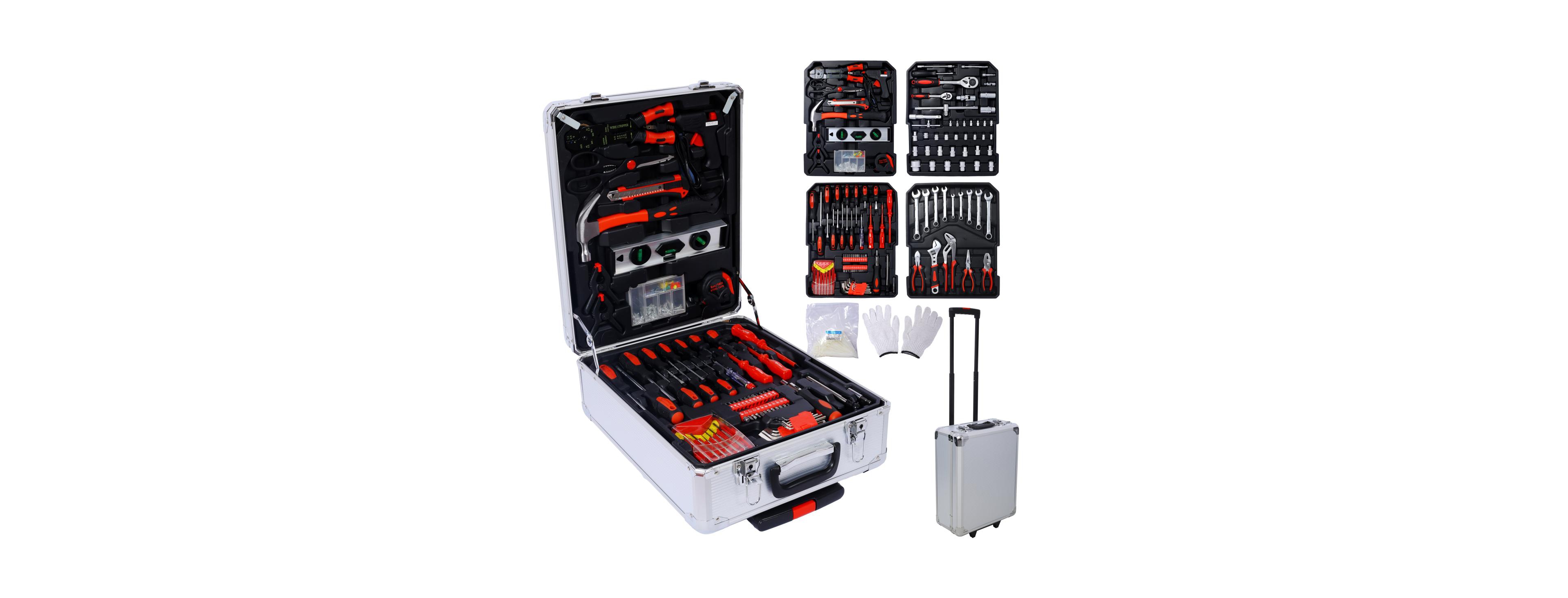 Streamdale Furniture 899pcs Home Repair Tool Set with 4-Drawer Rolling Storage Case