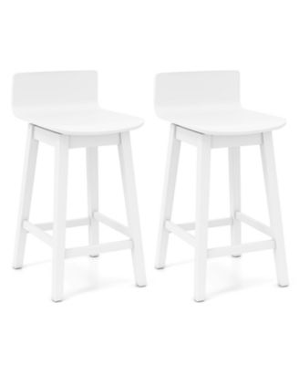 24.5 in Swivel Wooden Bar Stools Set of 2 with Rubber Wood Legs and Low Back