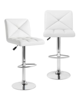 PU Leather Upholstered Bar Stools Set of 2 with Back and Adjustable Height