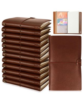 12 Bulk PU Leather Lined Travel Journals For Coworker Staff Team