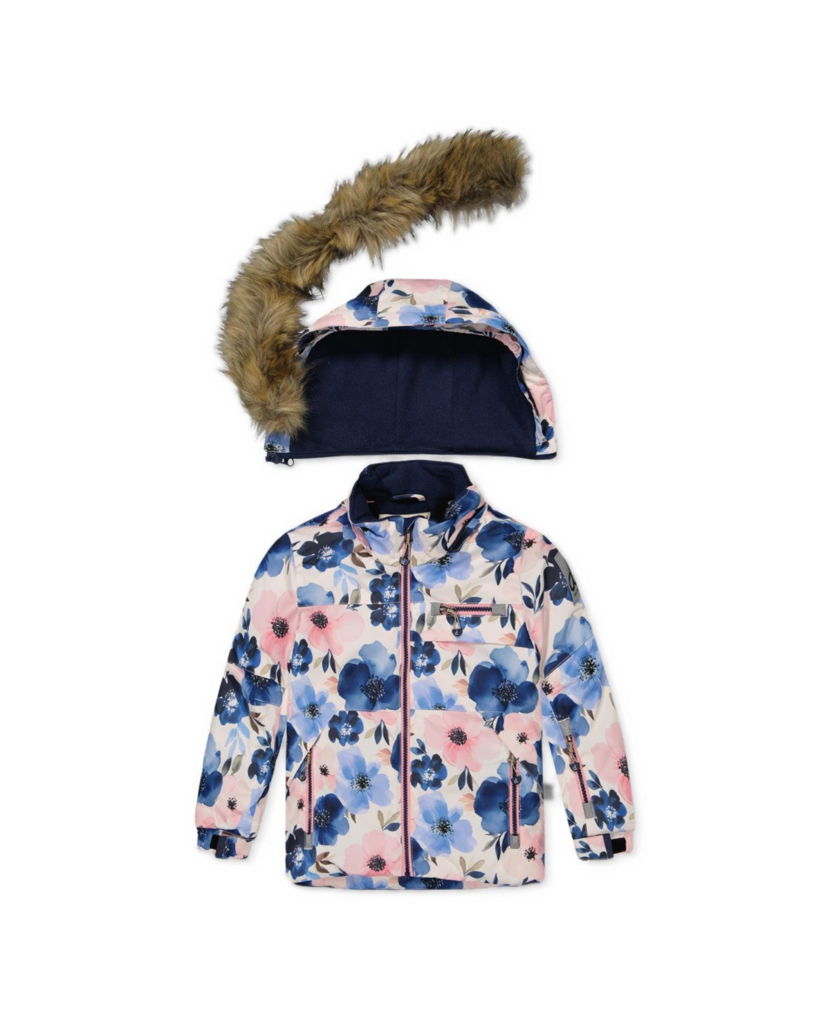 Deux par Toddler Girls' 2T-5T Play Technical Watercolor Flower Print Jacket and Snow Pants, 2-Piece Set