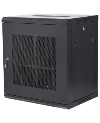 12U Wall Mount Network Server Cabinet 15.5 in Deep Rack Enclosure 200 lbs Load Locking Glass Door