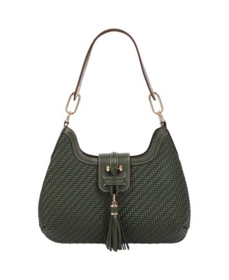 Women's Tassel Tab Woven Hobo Shoulder Bag