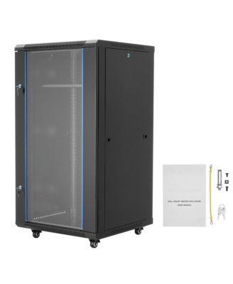 22U Wall Mount Network Cabinet 23.6 in Depth 300 lbs Capacity Server Rack Enclosure Glass Door