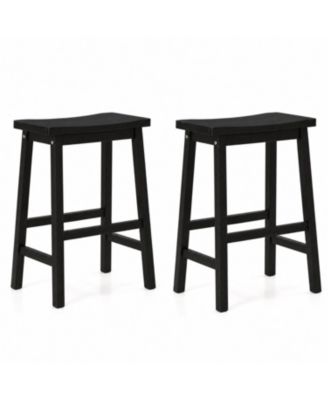 Set of 2 Saddle-Seat Counter Height Stools with Curved Seat and Footrests
