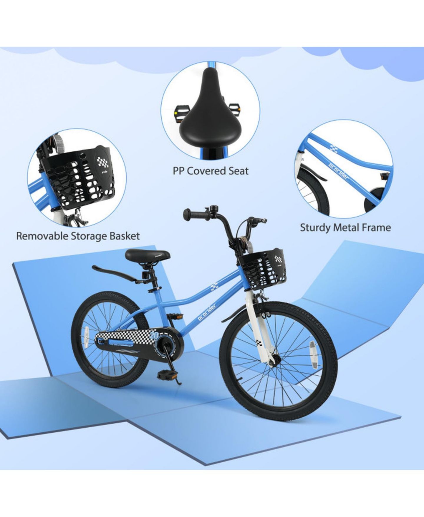 Детская игрушка SUGIFT 20 Inch Kids Bike with Dual Brake System, 143 lbs Capacity, Ages 8+, цвет: Тёмно-синий — фото 7