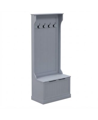 Hall Tree with Shoe Bench, Coat Hooks and Flip-Top Storage Bench