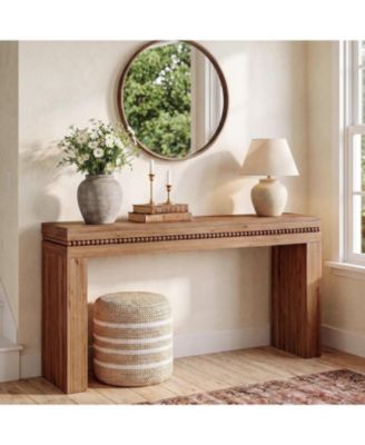 63" Solid Wood Long Console Tables for Entryway,Beaded Trim