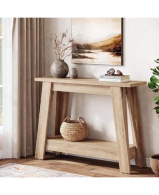 41.3" Farmhouse Console Table, 2-Tier Wooden Entryway Table
