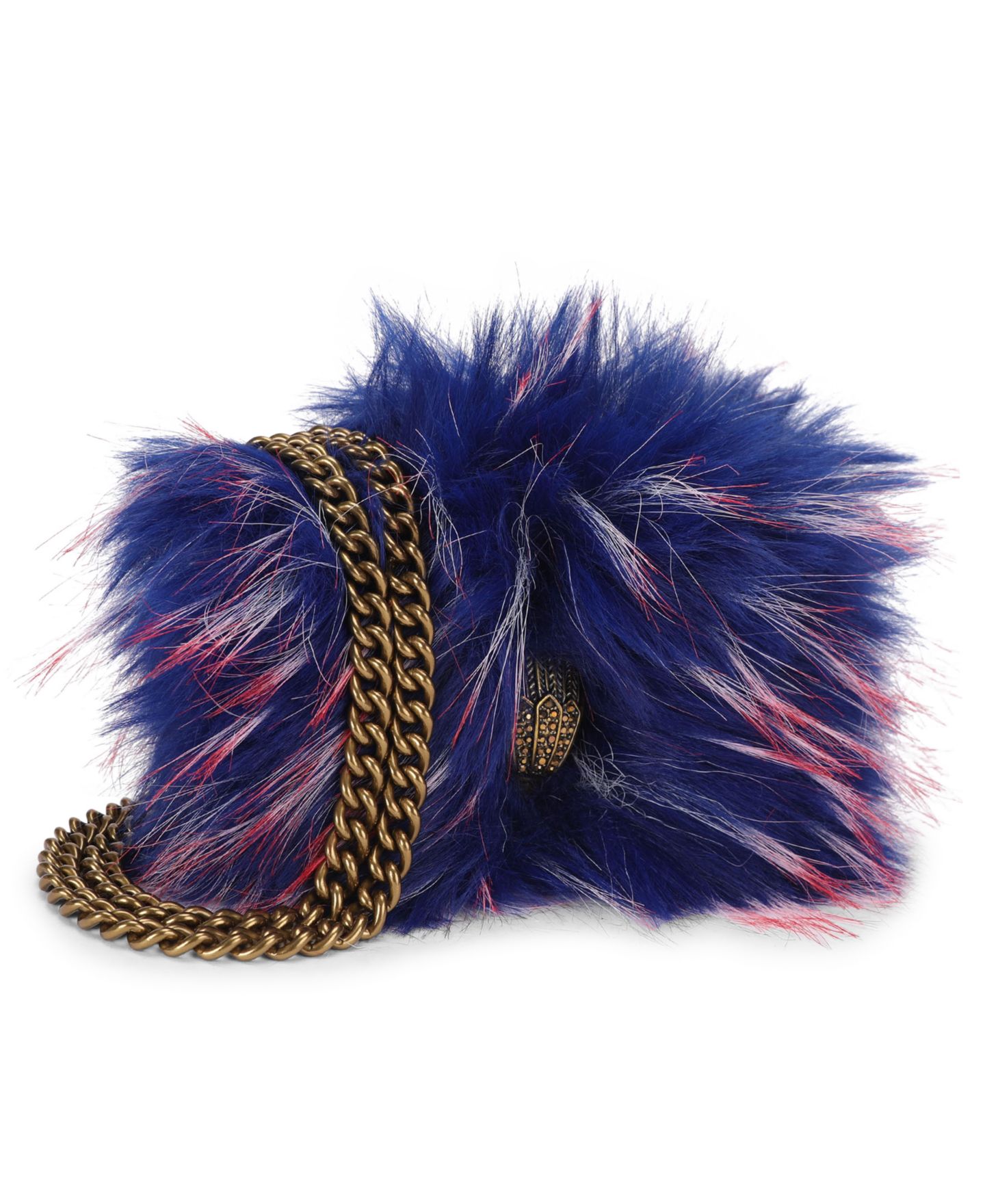Женская сумка Kurt Geiger London Micro Kensington Eagle Faux Fur Crossbody, цвет: Синий — фото 4