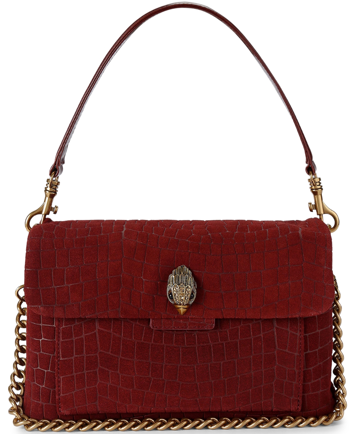 Kurt Geiger Small Celia Suede Shoulder Handbag In Medium Red