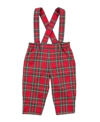Toddler Boys' 2T-5T Tartan Plaid Removable Suspenders Pants