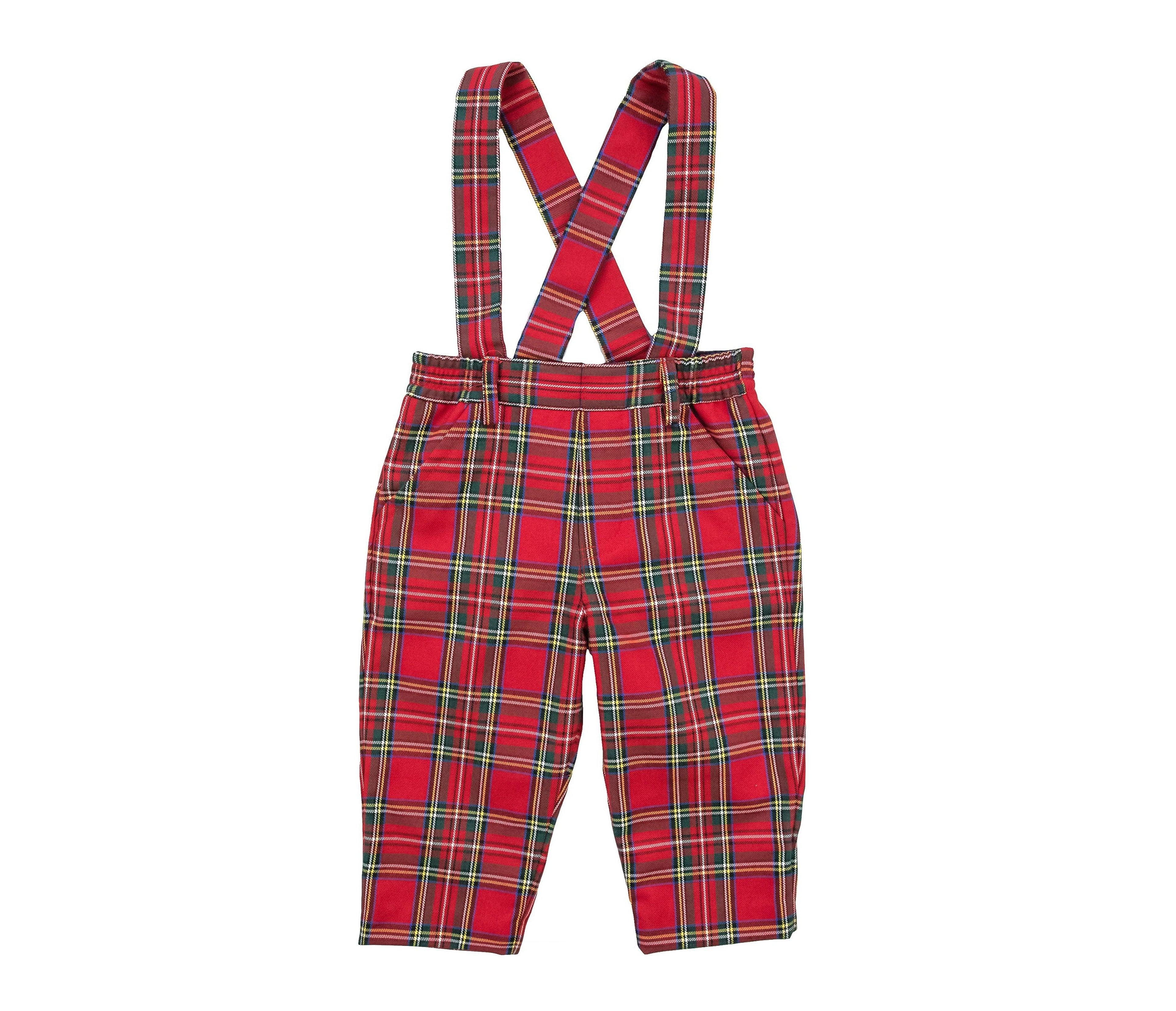Florence Eiseman Toddler Boys' 2T-5T Tartan Plaid Removable Suspenders Pants