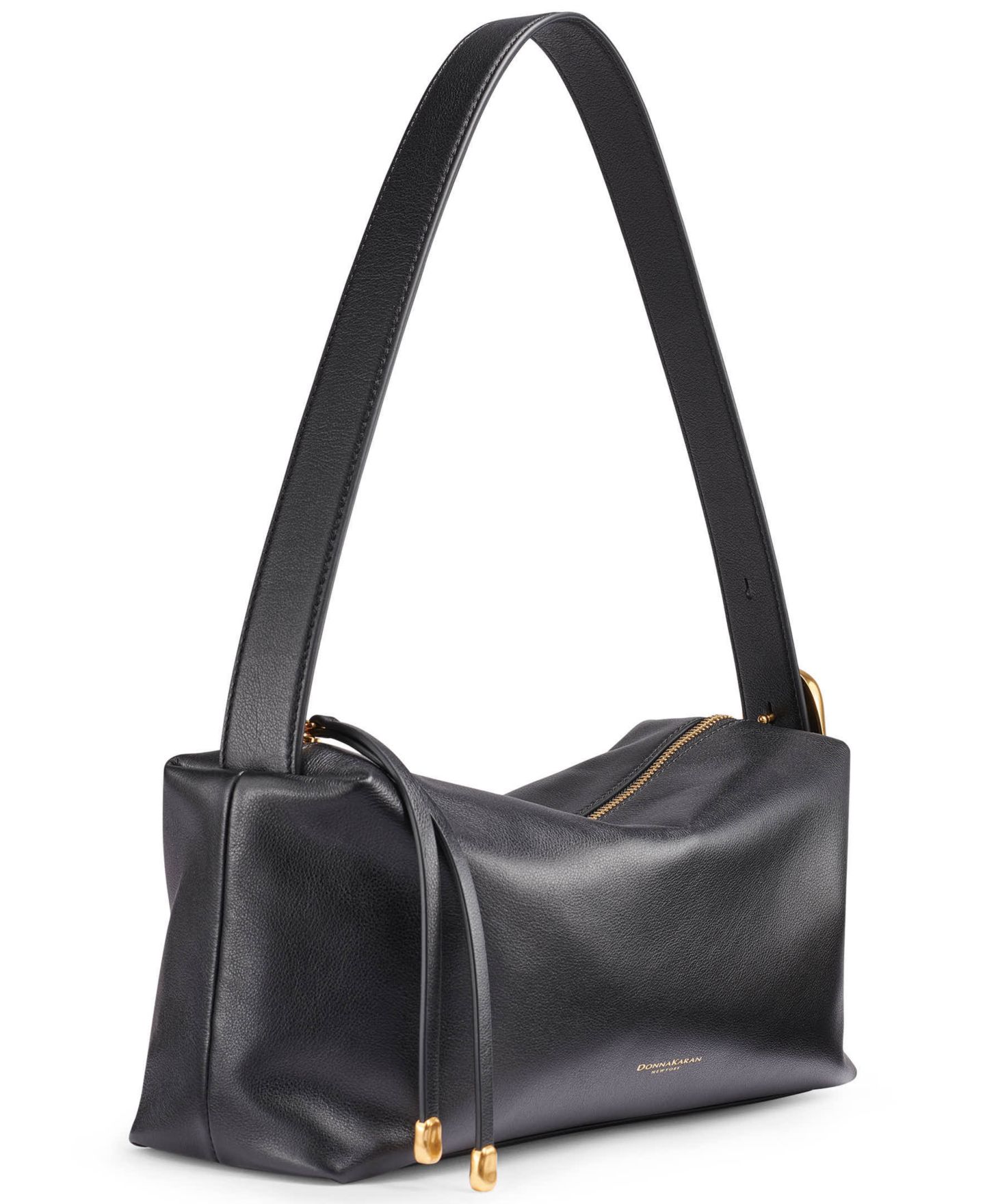 Женская сумка Donna Karan New York Heather Leather Medium Shoulder Handbag, цвет: Чёрный / Золотой — фото 3
