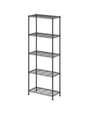 5-Tier Storage Rack, Bathroom Shelf with 4 PP Shelf Liners, Removable Hook, Extendable