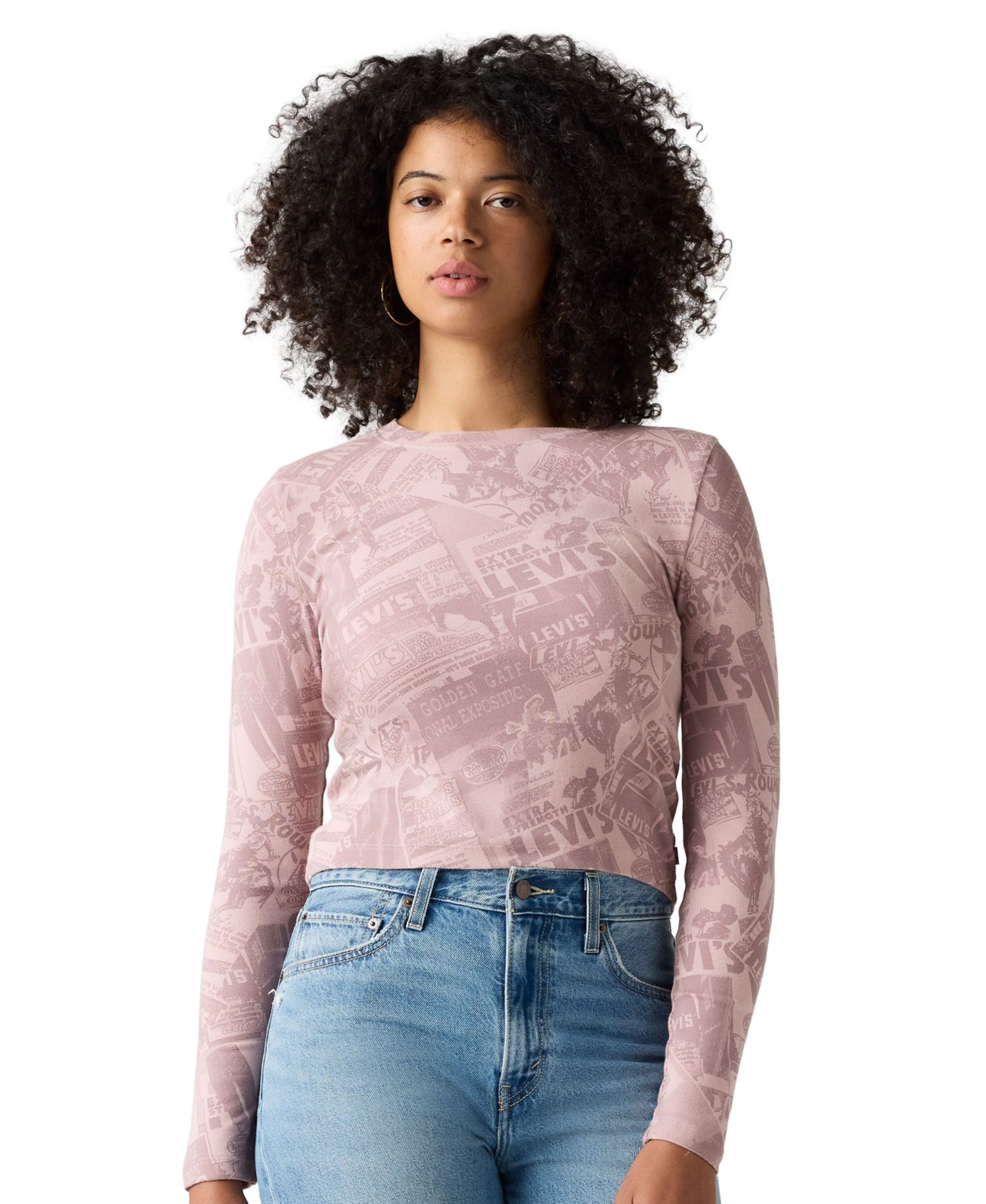 Women's Essential Cropped Long-Sleeve Graphic T-Shirt