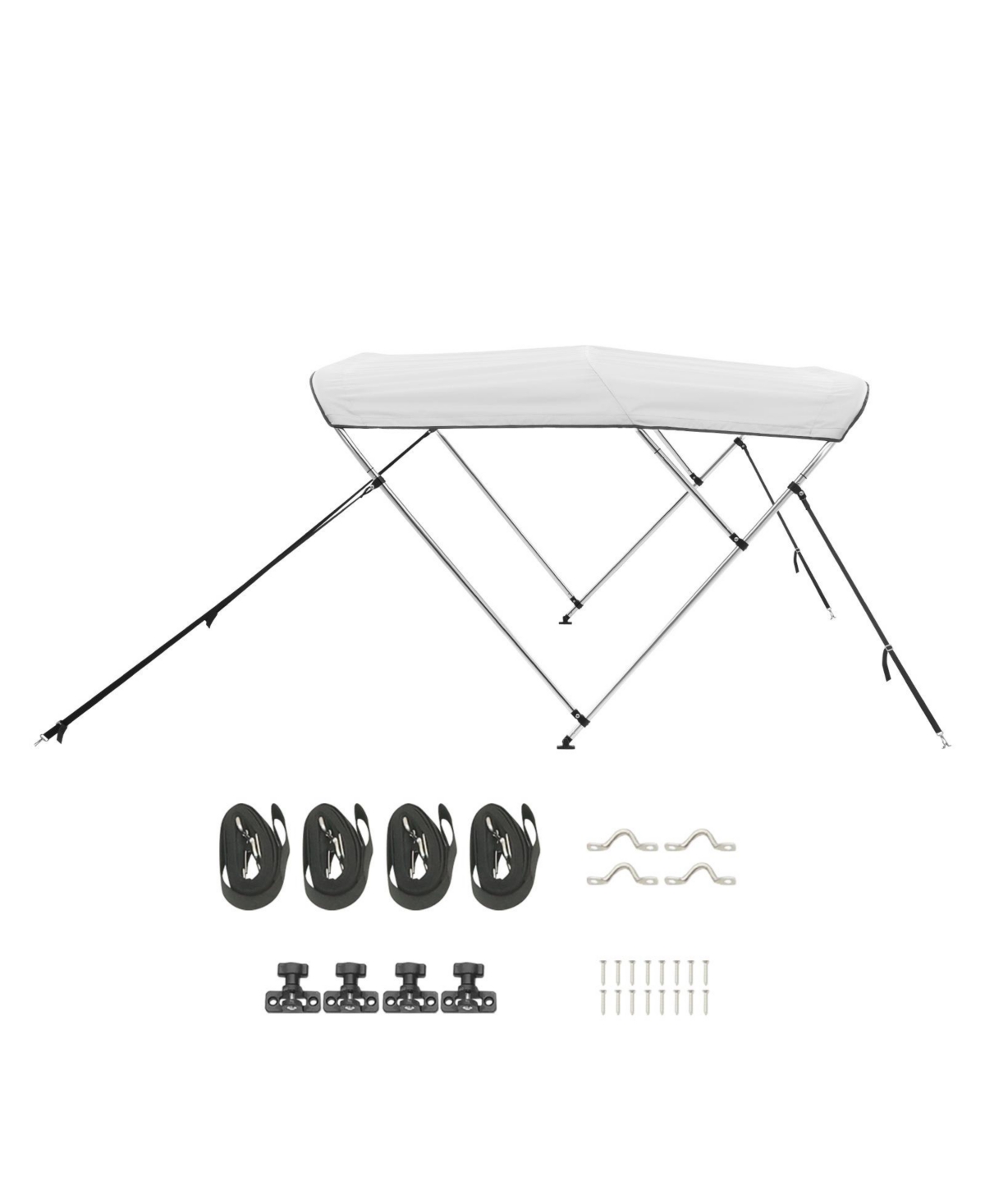 Sugift 3 Bow Boat Bimini Top Canopy with 600D Polyester Cover and Aluminum Alloy Frame