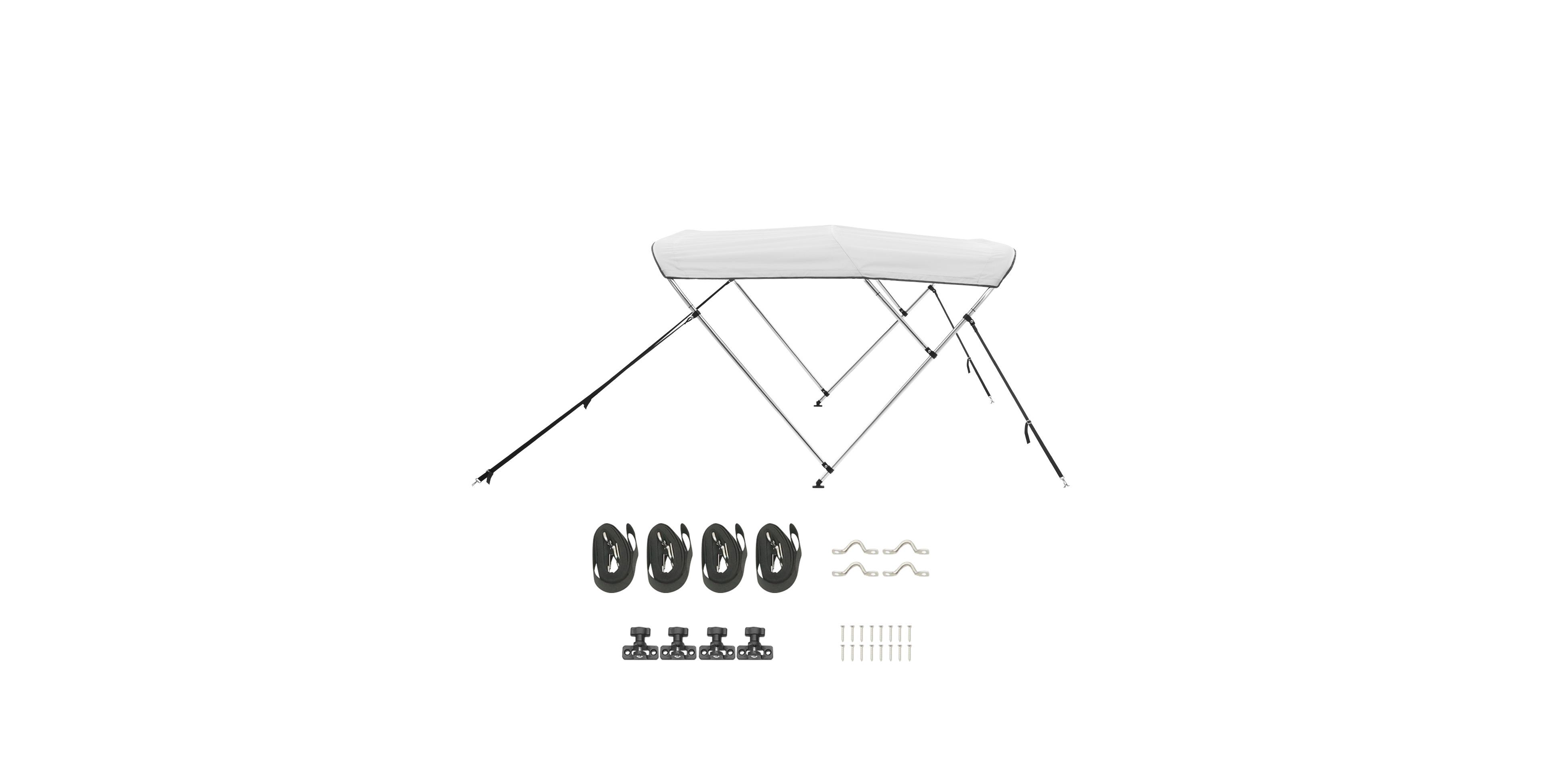 Sugift 3 Bow Boat Bimini Top Canopy with 600D Polyester Cover and Aluminum Alloy Frame