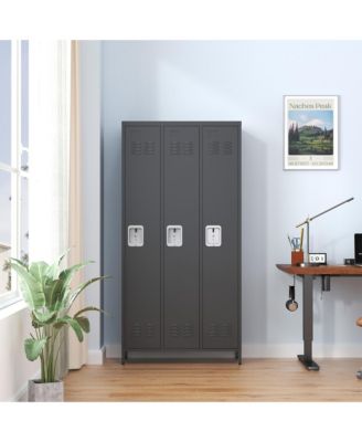 3 Compartment Metal Storage Locker Cabinet Individual Locks Steel
