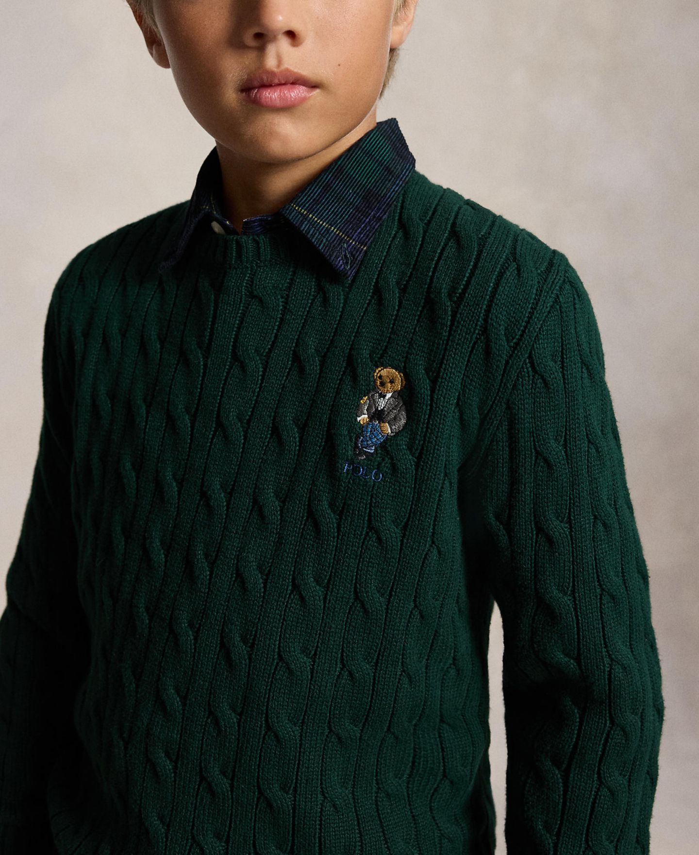 Свитер Polo Ralph Lauren Polo Bear Cable-Knit Cotton для мальчиков, цвет: Зелёный — фото 3