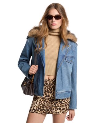 Women's Oversized Moto Denim Jacket