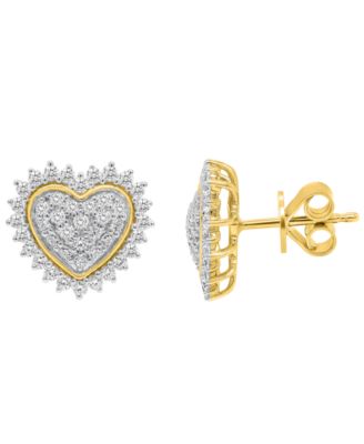Lab-Grown Diamond Heart Cluster Stud Earrings (1 ct. t.w.) in Sterling Silver