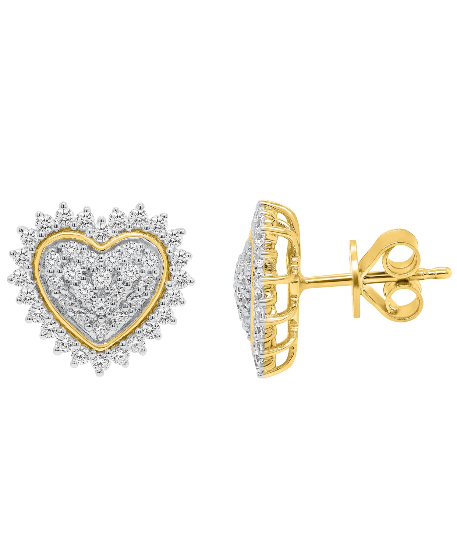 Lab-Grown Diamond Heart Cluster Stud Earrings (1 ct. t.w.) in Sterling Silver