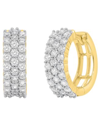 Lab-Grown Diamond Triple Row Huggie Hoop Earrings (1 ct. t.w.) in Sterling Silver