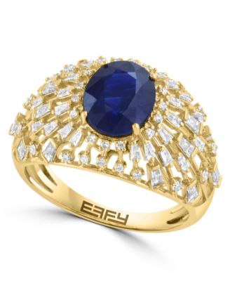 Sapphire and Diamond Oval Cocktail & Statement Ring (1-7/8 ct. t.w. Sapphire, 5/8 ct. t.w. Diamond) in 14k Yellow Gold