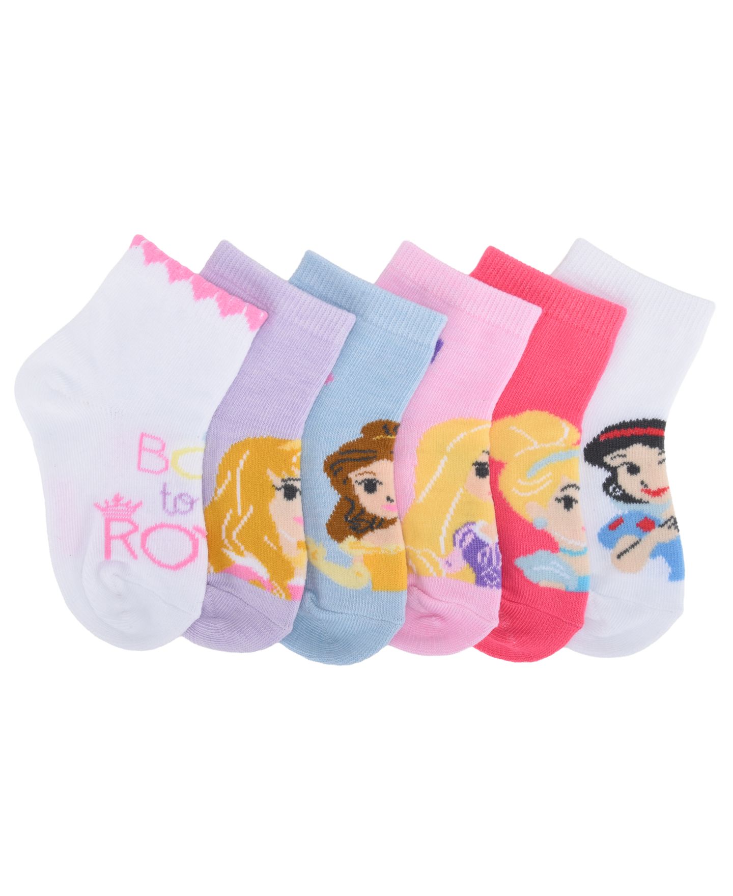 Детские носки Planet Sox Disney Princess с резинкой на щиколотке, набор из 6 пар, 2T-5T, цвет: Белый — фото 2